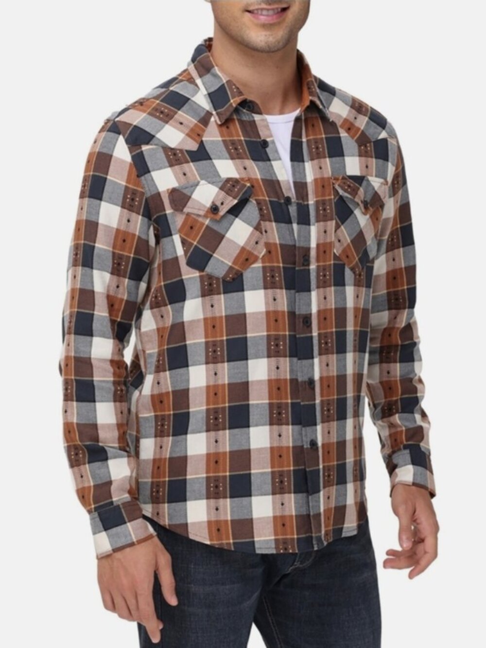 Frye Men's Jacquard Flanne Shirt Almost Black Size L NEW